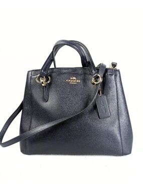Coach Black Leather Satchel with Detachable Strap